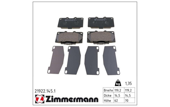 Brake Pad Set, disc brake 21922.145.1 Zimmermann, Image 2