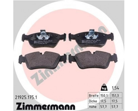 Brake Pad Set, disc brake 21925.175.1 Zimmermann