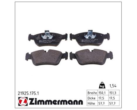 Brake Pad Set, disc brake 21925.175.1 Zimmermann, Image 2