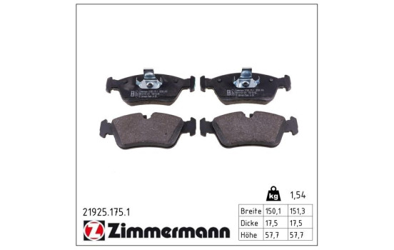 Brake Pad Set, disc brake 21925.175.1 Zimmermann, Image 2