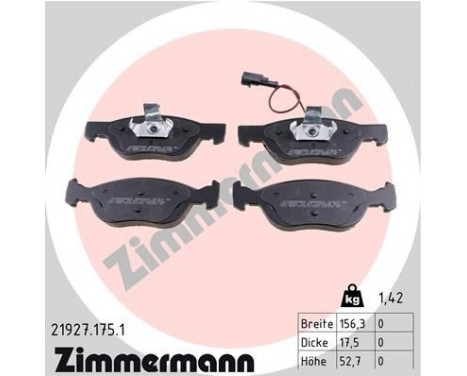 Brake Pad Set, disc brake 21927.175.1 Zimmermann