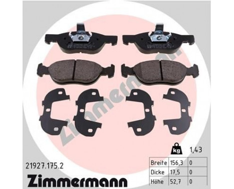 Brake Pad Set, disc brake 21927.175.2 Zimmermann