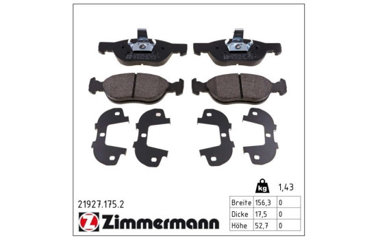 Brake Pad Set, disc brake 21927.175.2 Zimmermann, Image 2
