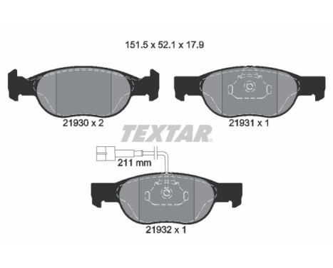 Brake Pad Set, disc brake 2193002 Textar, Image 2
