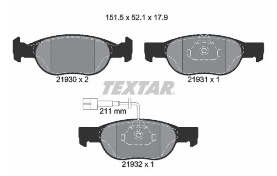Brake Pad Set, disc brake 2193002 Textar, Image 2