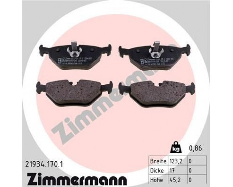 Brake Pad Set, disc brake 21934.170.1 Zimmermann, Image 2