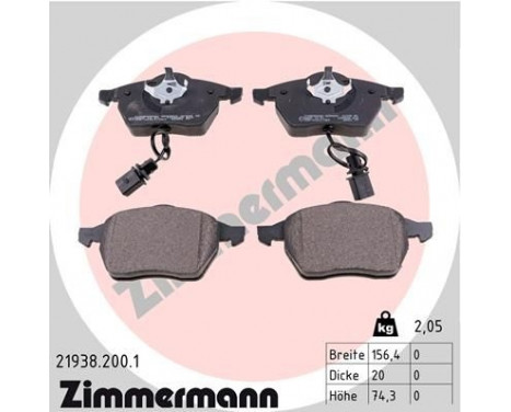 Brake Pad Set, disc brake 21938.200.1 Zimmermann