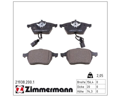 Brake Pad Set, disc brake 21938.200.1 Zimmermann, Image 2