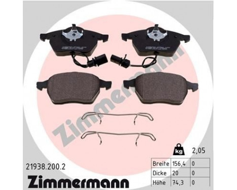 Brake Pad Set, disc brake 21938.200.2 Zimmermann