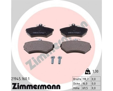 Brake Pad Set, disc brake 21945.160.1 Zimmermann, Image 2