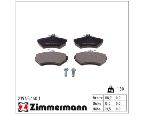 Brake Pad Set, disc brake 21945.160.1 Zimmermann, Image 2
