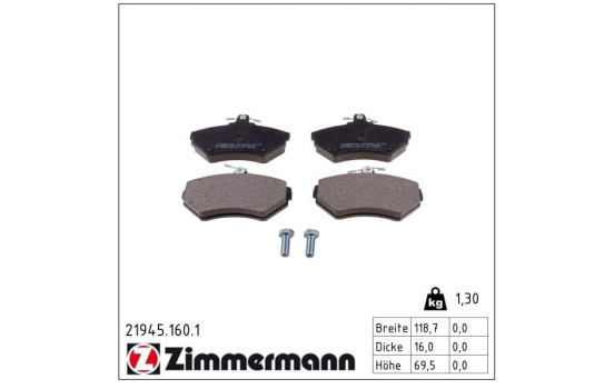 Brake Pad Set, disc brake 21945.160.1 Zimmermann, Image 2
