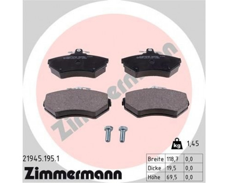 Brake Pad Set, disc brake 21945.195.1 Zimmermann, Image 2