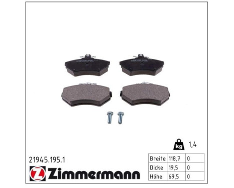 Brake Pad Set, disc brake 21945.195.1 Zimmermann, Image 2