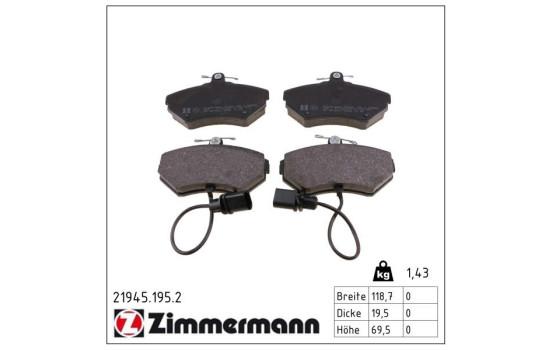 Brake Pad Set, disc brake 21945.195.2 Zimmermann, Image 2