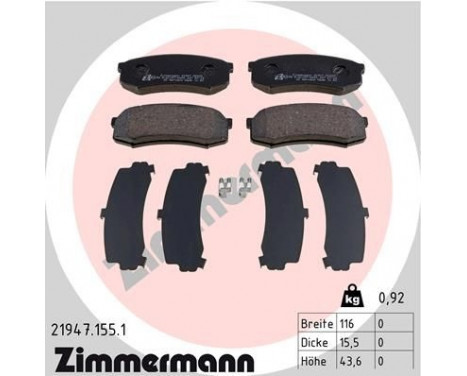 Brake Pad Set, disc brake 21947.155.1 Zimmermann