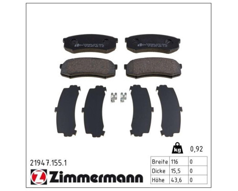 Brake Pad Set, disc brake 21947.155.1 Zimmermann, Image 2