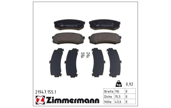Brake Pad Set, disc brake 21947.155.1 Zimmermann, Image 2