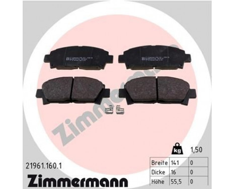 Brake Pad Set, disc brake 21961.160.1 Zimmermann