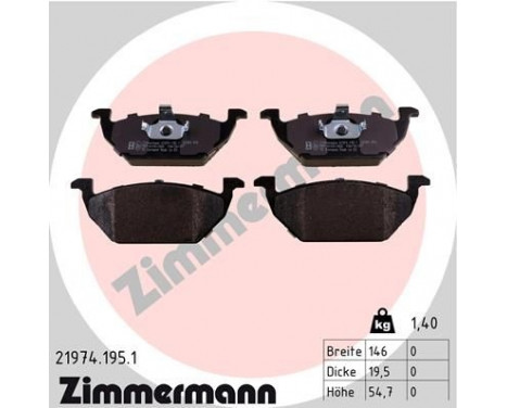 Brake Pad Set, disc brake 21974.195.1 Zimmermann