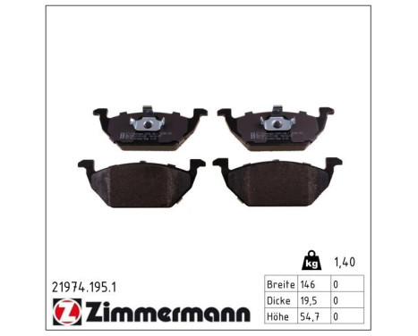 Brake Pad Set, disc brake 21974.195.1 Zimmermann, Image 2
