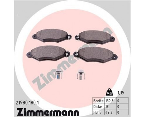 Brake Pad Set, disc brake 21980.180.1 Zimmermann