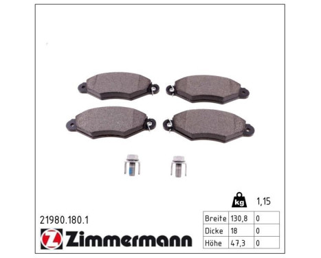 Brake Pad Set, disc brake 21980.180.1 Zimmermann, Image 2