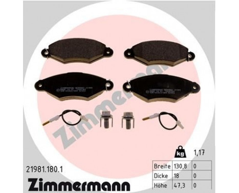 Brake Pad Set, disc brake 21981.180.1 Zimmermann