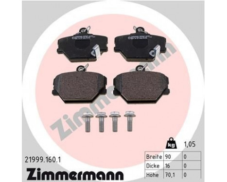 Brake Pad Set, disc brake 21999.160.1 Zimmermann