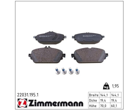 Brake Pad Set, disc brake 22031.195.1 Zimmermann, Image 2