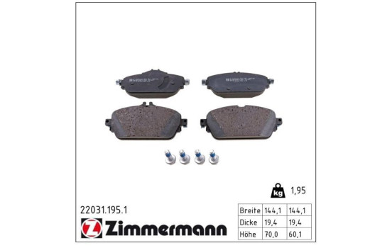 Brake Pad Set, disc brake 22031.195.1 Zimmermann, Image 2