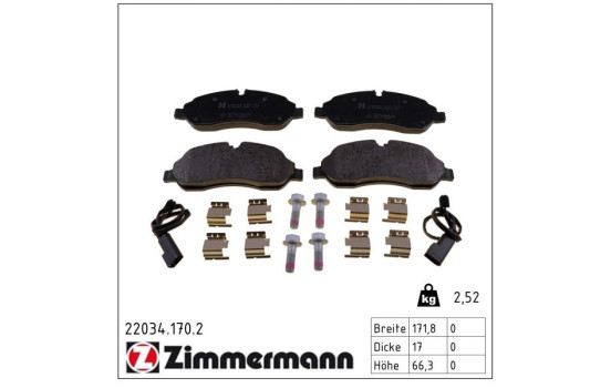 Brake Pad Set, disc brake 22034.170.2 Zimmermann, Image 2