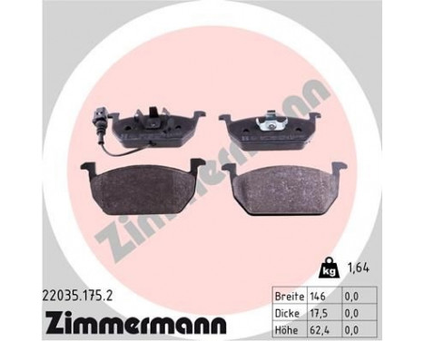 Brake Pad Set, disc brake 22035.175.2 Zimmermann, Image 2