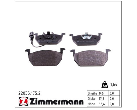 Brake Pad Set, disc brake 22035.175.2 Zimmermann, Image 2