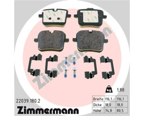 Brake Pad Set, disc brake 22039.180.2 Zimmermann