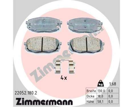 Brake pad set, disc brake 22052.180.2 Zimmermann