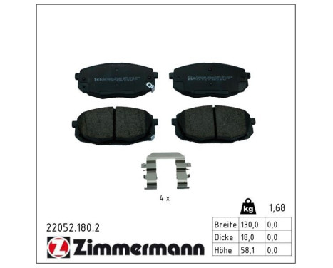 Brake pad set, disc brake 22052.180.2 Zimmermann