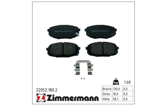 Brake pad set, disc brake 22052.180.2 Zimmermann