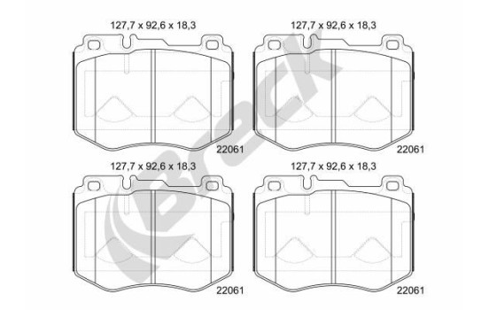 Brake pad set, disc brake 22061 00 551 00 Breck