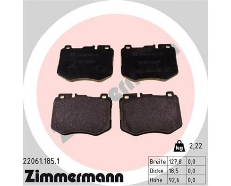 Brake Pad Set, disc brake 22061.185.1 Zimmermann, Image 2