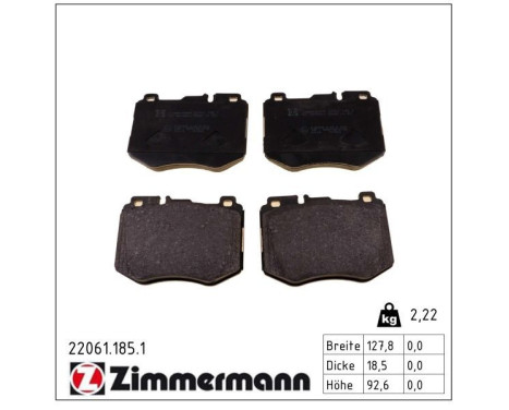 Brake Pad Set, disc brake 22061.185.1 Zimmermann, Image 2