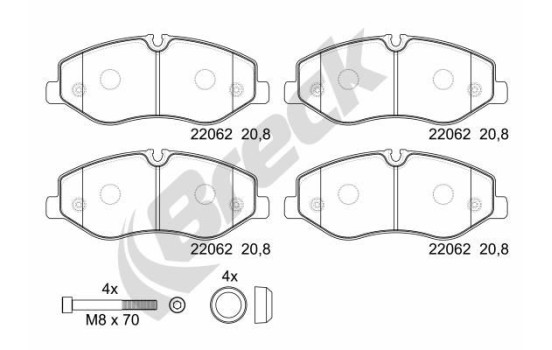 Brake pad set, disc brake 22062 00 703 00 Breck