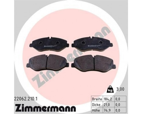 Brake Pad Set, disc brake 22062.210.1 Zimmermann, Image 2