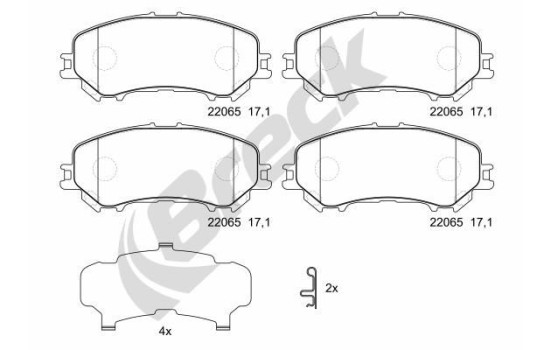 Brake pad set, disc brake 22065 00 701 00 Breck