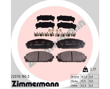 Brake Pad Set, disc brake 22070.180.2 Zimmermann