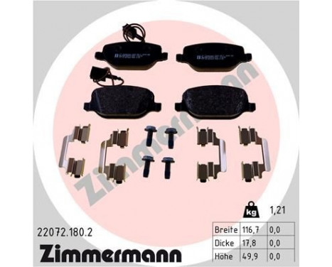 Brake Pad Set, disc brake 22072.180.2 Zimmermann