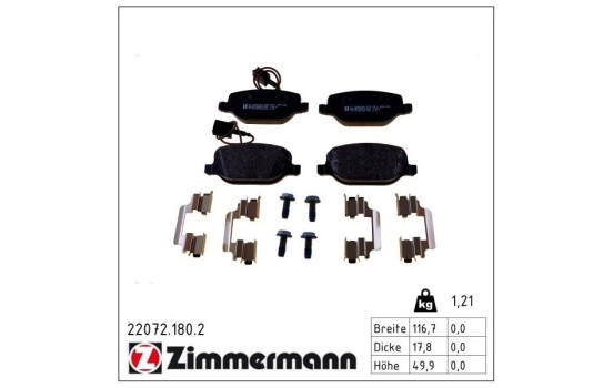 Brake Pad Set, disc brake 22072.180.2 Zimmermann