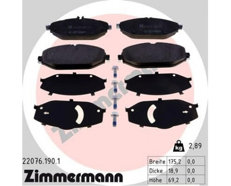 Brake Pad Set, disc brake 22076.190.1 Zimmermann, Image 2