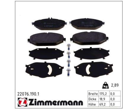 Brake Pad Set, disc brake 22076.190.1 Zimmermann, Image 2