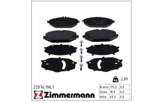 Brake Pad Set, disc brake 22076.190.1 Zimmermann, Image 2